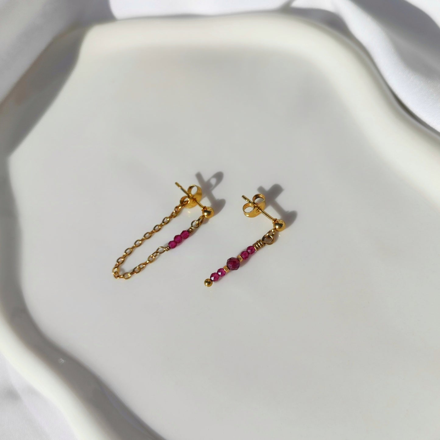 Boucles d'oreilles asymétriques Béa - rose