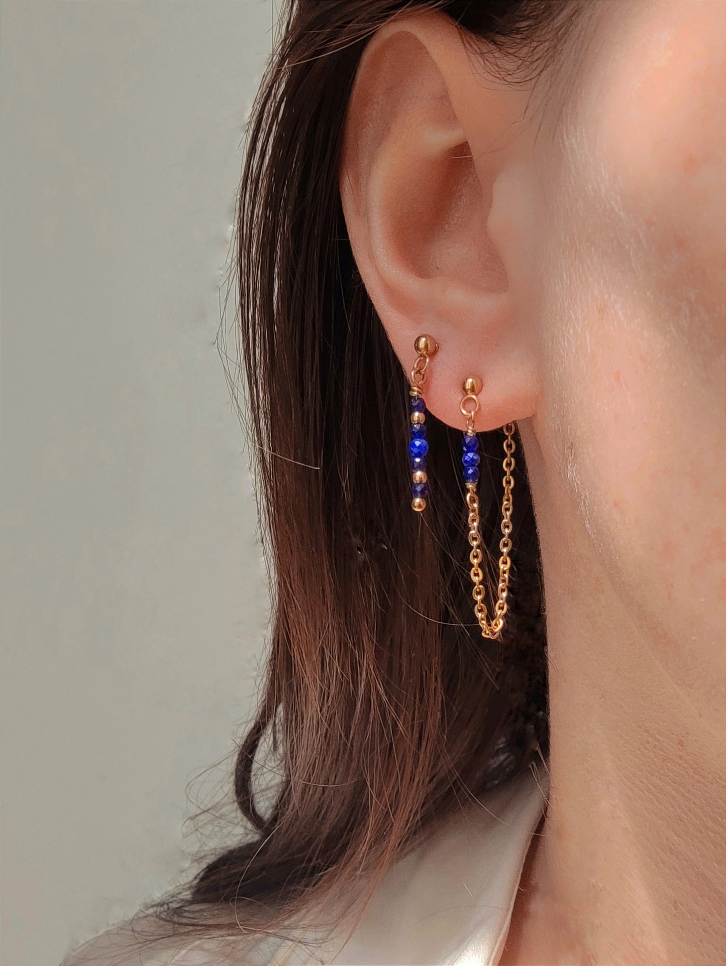 Boucles d'oreilles asymétrique Béa - bleu