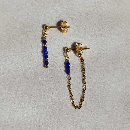 Boucles d'oreilles asymétrique Béa - bleu