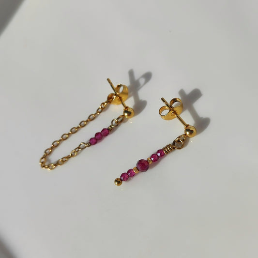 Boucles d'oreilles asymétriques Béa - rose