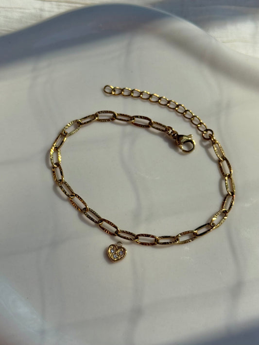 Breloque cœur strass ( pour bracelet )